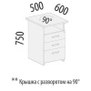 Тумба приставная с замком Рубин 500x600x750мм